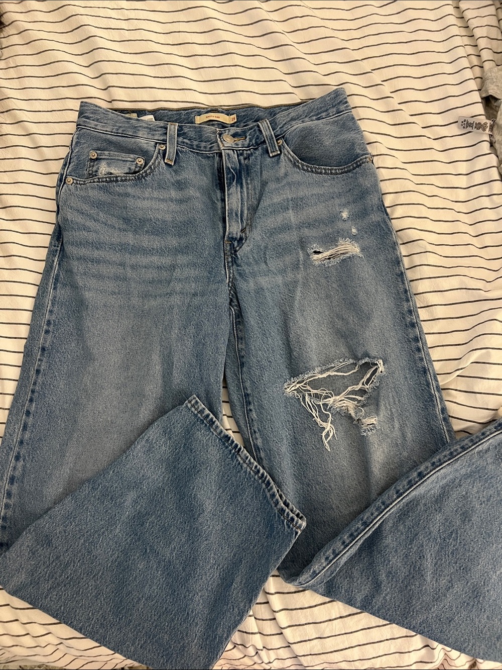 Levi's Women's Relaxed Baggy Dad Ripped Jeans - Light Blue Wash